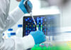 Scientist conducting a DNA test in a laboratory.