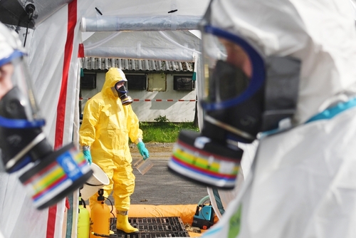 Rychvald,,Czech,Republic,-,May,04,2023:,Firefighters,In,Protective Emergency responders in hazmat suits preparing for a situation