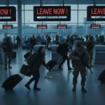 Bomb Scare CHAOS Erupts at Major Airport…. Crowd of people in an airport responding to evacuation alerts with military personnel present