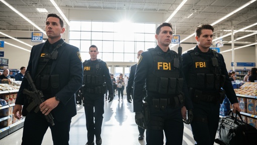 Fbi,Entering,A,Walmart FBI agents in tactical gear walking through a supermarket