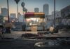 Mall Crackdown Exposes Violent ‘Food Truck Mafia’ A taco food cart in an urban setting surrounded by tents and graffiti