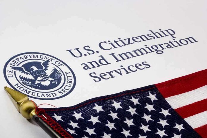 U.S. Citizenship and Immigration Services document with American flag