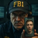 Children Found, Fugitives Caught—Then What? FBI agent holding a phone displaying a man's face
