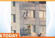 See Heart-Stopping Jump from Burning Berlin Apartment Woman Falls Into Firetruck Rescue Basket to Escape Building Fire