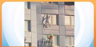 Woman Falls Into Firetruck Rescue Basket to Escape Building Fire
