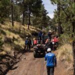 rescue team with ATVs on a forest trail