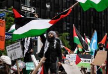 Iran Currency Collapse Sparks Nationwide Unrest Protesters wave Palestinian flags at a city demonstration