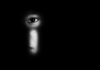 Christian Authors Face Child Abuse Charges face peering through a keyhole in darkness