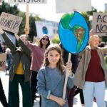 Mom Weaponizes Kid at Trump Rally Girl holding Earth sign at climate protest