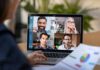 Writers Attack Charlie Kirk One Year After His Death Laptop screen showing a four-person video conference call