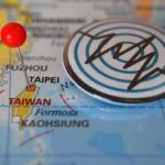 D-Day On Steroids? Taiwan War Math Stuns Map of Taiwan with red pin and earthquake icon