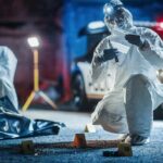 Near-Governor Busted: Late-Night Drug Chaos forensic investigators at nighttime crime scene