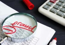Ilhan Omar’s Husband’s Winery Accused of FRAUD Magnifying glass over financial spreadsheet with red marker and calculator