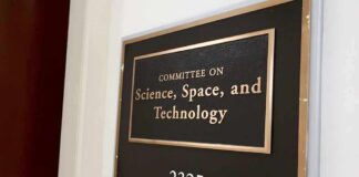 Office sign for a committee on science, space, and technology