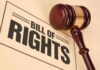 Gavel resting on a Bill of Rights document